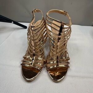 Christian Siriano Metallic Gold Strappy Heels